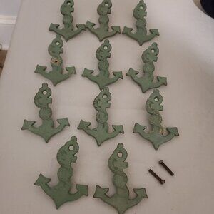 VTG Metal Anchor Rope Door Dresser Cabinet Pull Knobs 11 pcs Green Nautical
